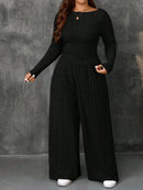 Conjunto Feminino Top Slim   Calça Perna Larga - Franciele. Plus Size