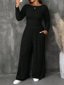 Conjunto Feminino Top Slim   Calça Perna Larga - Franciele. Plus Size