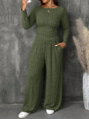 Conjunto Feminino Top Slim   Calça Perna Larga - Franciele. Plus Size