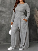 Conjunto Feminino Top Slim   Calça Perna Larga - Franciele. Plus Size