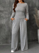 Conjunto Feminino Top Slim   Calça Perna Larga - Franciele. Plus Size