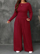 Conjunto Feminino Top Slim   Calça Perna Larga - Franciele. Plus Size