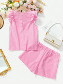 Conjunto Feminino com Blusa de Manga Curta Xadrez e Short - Mily. Plus Size