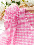 Conjunto Feminino com Blusa de Manga Curta Xadrez e Short - Mily. Plus Size