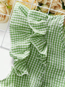 Conjunto Feminino com Blusa de Manga Curta Xadrez e Short - Mily. Plus Size