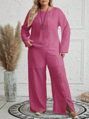 Conjunto Feminino com Blusa de Manga Longa e Calça Ayla. Plus Size