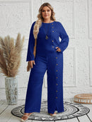 Conjunto Feminino com Blusa de Manga Longa e Calça Ayla. Plus Size