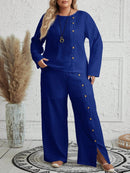 Conjunto Feminino com Blusa de Manga Longa e Calça Ayla. Plus Size