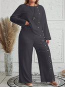 Conjunto Feminino com Blusa de Manga Longa e Calça Ayla. Plus Size