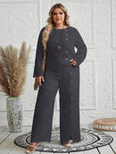 Conjunto Feminino com Blusa de Manga Longa e Calça Ayla. Plus Size