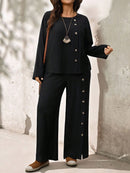 Conjunto Feminino com Blusa de Manga Longa e Calça Ayla. Plus Size