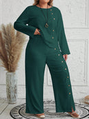 Conjunto Feminino com Blusa de Manga Longa e Calça Ayla. Plus Size