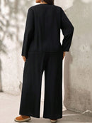 Conjunto Feminino com Blusa de Manga Longa e Calça Ayla. Plus Size