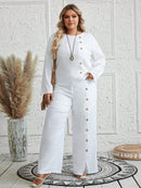 Conjunto Feminino com Blusa de Manga Longa e Calça Ayla. Plus Size