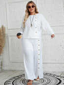 Conjunto Feminino com Blusa de Manga Longa e Calça Ayla. Plus Size