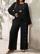 Conjunto Feminino com Blusa de Manga Longa e Calça Ayla. Plus Size