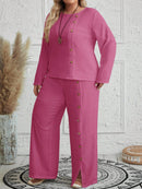 Conjunto Feminino com Blusa de Manga Longa e Calça Ayla. Plus Size