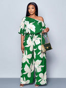 Conjunto Feminino com Decote Assimétrico e Estampa Completa - Monique. Plus Size