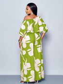 Conjunto Feminino com Decote Assimétrico e Estampa Completa - Monique. Plus Size