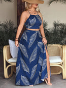 Conjunto Feminino com top e saia com fenda Regiane. Plus Size