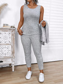 Conjunto Feminino de 3 Peças Jaqueta, Colete e Legging- Léa. Plus Size