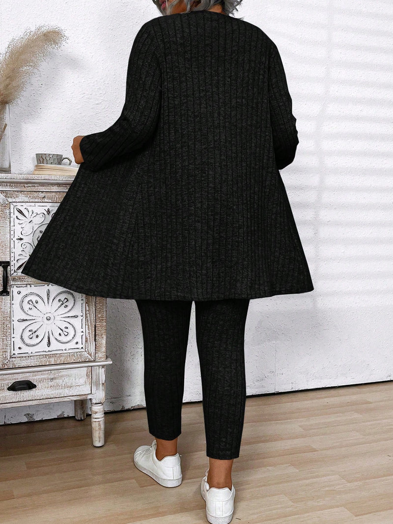 Conjunto Feminino de 3 Peças Jaqueta, Colete e Legging- Léa. Plus Size