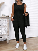 Conjunto Feminino de 3 Peças Jaqueta, Colete e Legging- Léa. Plus Size