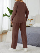 Conjunto Feminino de Manga Longa e Calça em Veludo Canelado- Lucie. Plus Size