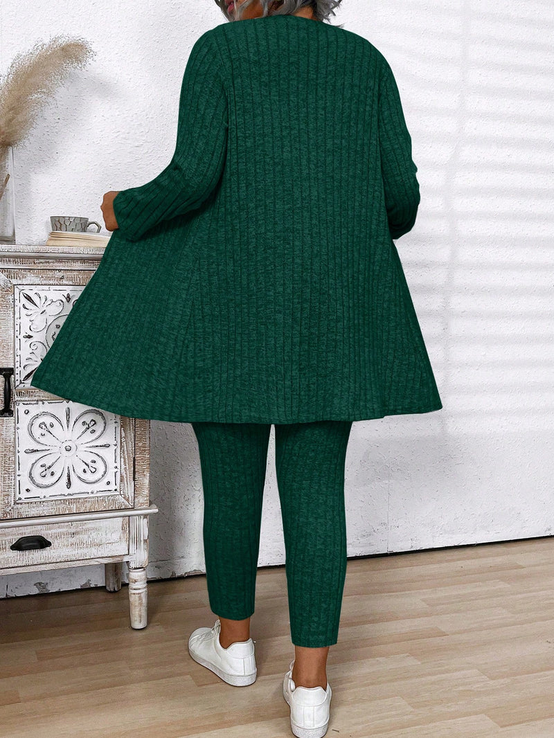 Conjunto Feminino de 3 Peças Jaqueta, Colete e Legging- Léa. Plus Size