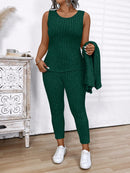 Conjunto Feminino de 3 Peças Jaqueta, Colete e Legging- Léa. Plus Size