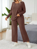 Conjunto Feminino de Manga Longa e Calça em Veludo Canelado- Lucie. Plus Size