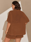 Conjunto de 2 Peças Feminino de Praia com Modelagem Solta e Shorts de Cobertura - Dália. Plus Size