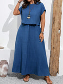 Conjunto feminino, Blusa e saia com decoração de bolso Rosana. Plus Size