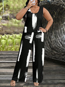 Conjunto feminino de manga curta e calça comprida Adrianys. Plus Size