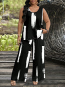 Conjunto feminino de manga curta e calça comprida Juny. Plus Size