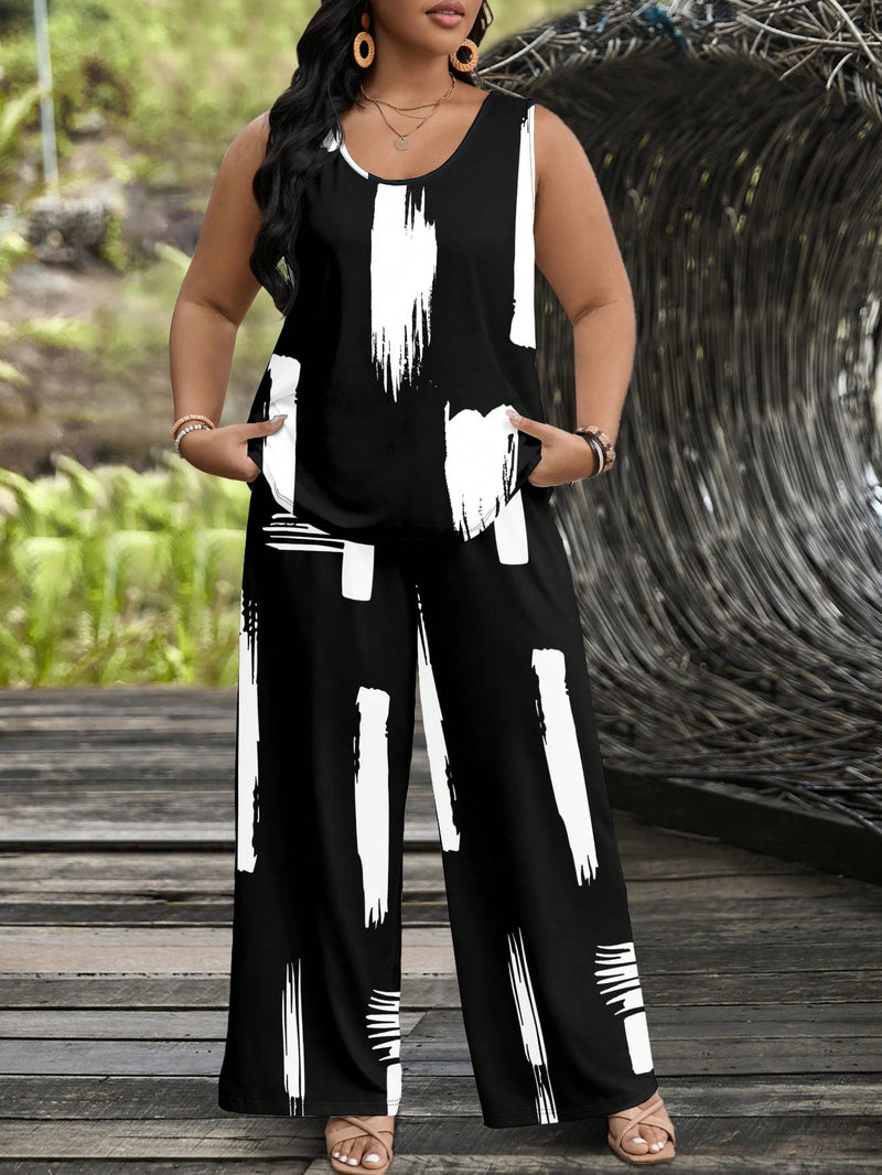 Conjunto feminino de manga curta e calça comprida Juny. Plus Size