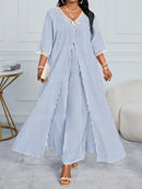 Conjunto feminino elegante com detalhe tipo Tricô  Heloísa. Plus Size