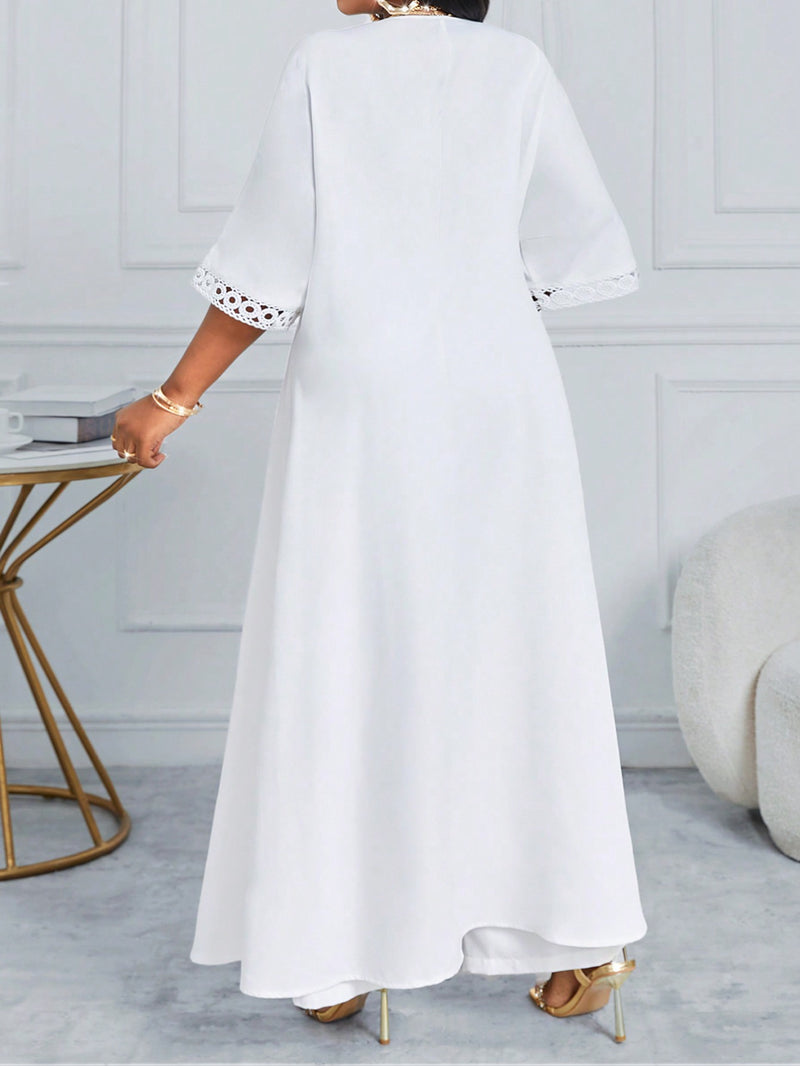 Conjunto feminino elegante com detalhe tipo Tricô  Heloísa. Plus Size