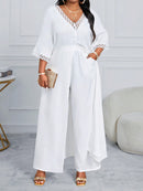 Conjunto feminino elegante com detalhe tipo Tricô  Heloísa. Plus Size