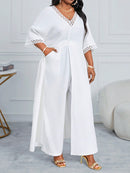 Conjunto feminino elegante com detalhe tipo Tricô  Heloísa. Plus Size