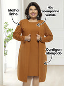 Cardigan Feminina Com Modelagem Reta E Mangas Longas - Amélie. Plus Size