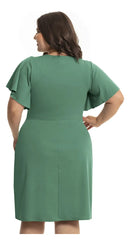 Vestido Feminino Com Manga Godê - Celeste. Plus Size