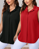 Camisa Feminina sem mangas com bainha assimétrica - Mariella. Plus Size