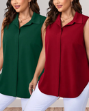 Camisa Feminina sem mangas com bainha assimétrica - Mariella. Plus Size