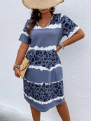 Vestido feminino estampado manga curta Leonice Plus Size