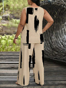 Conjunto feminino de manga curta e calça comprida Adrianys. Plus Size