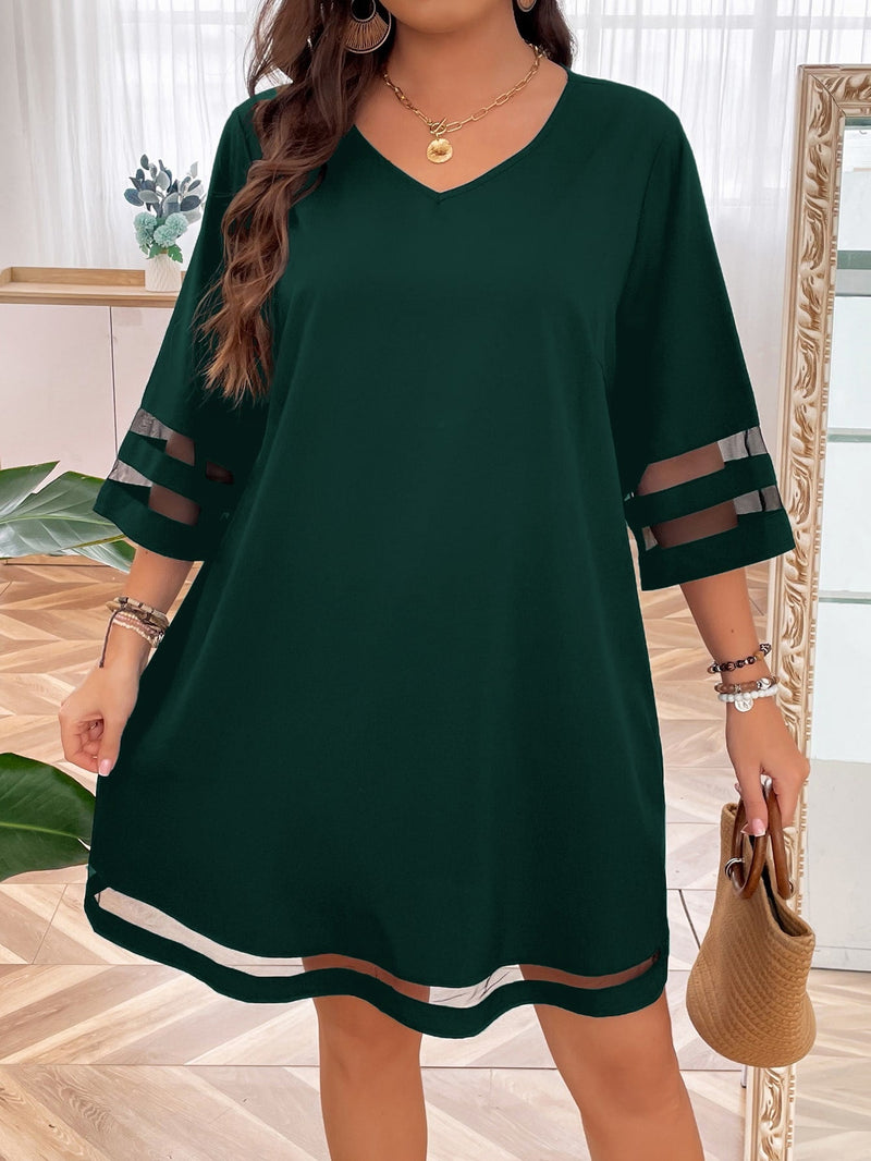 Vestido Feminino Manga 3/4 Leticia Plus Size Verde Militar / Gg E030