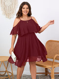 Vestido Feminino Franzido Luana Plus Size Vinho / Gg E034