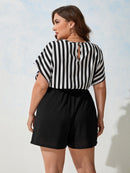 Macaquinho Feminino Listrado Lesly Plus Size E405