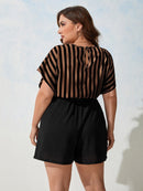 Macaquinho Feminino Listrado Lesly Plus Size E405